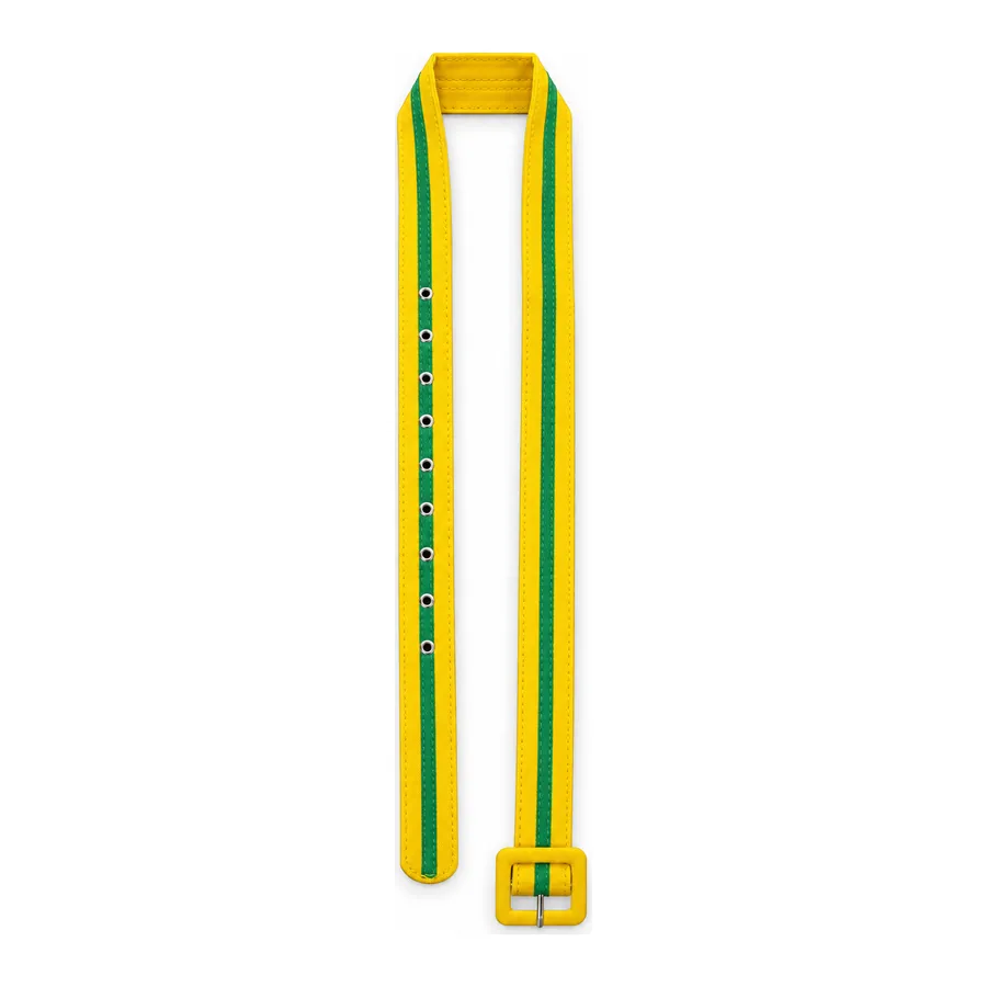 Yellow and green stripe belt made by J&J United
