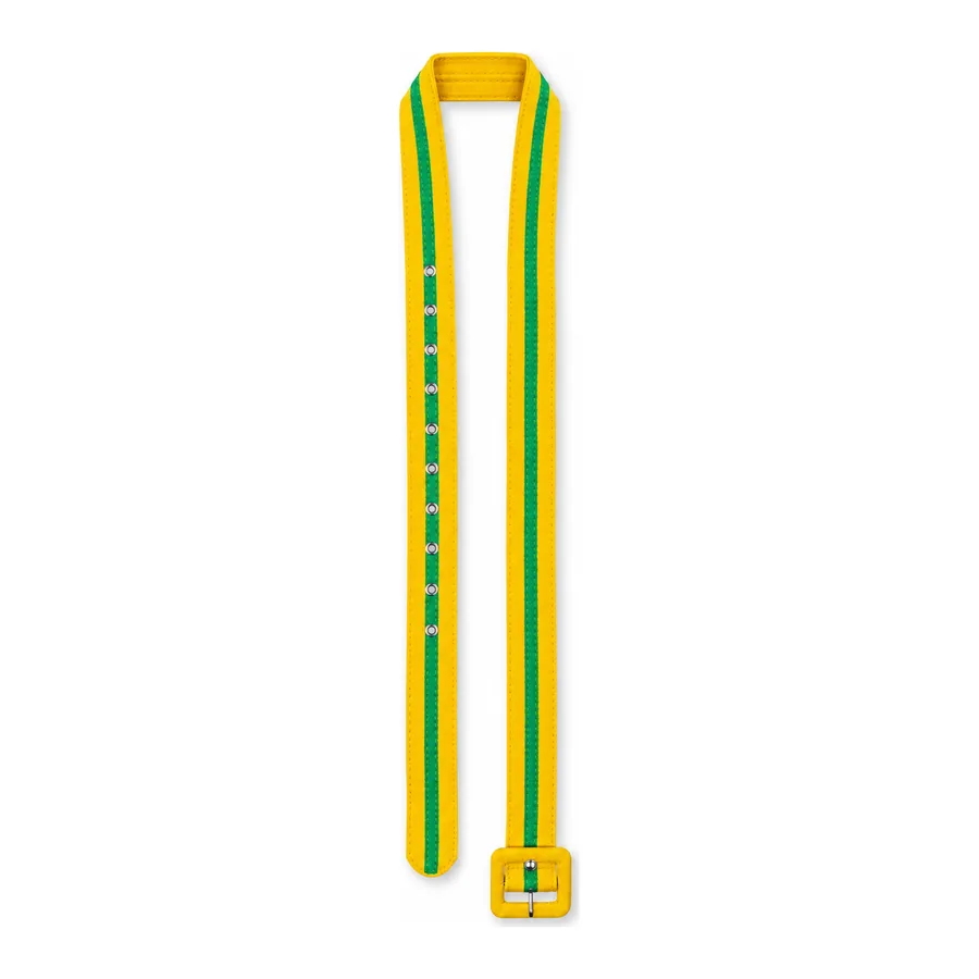 Yellow and green striped belt made by J&J United
