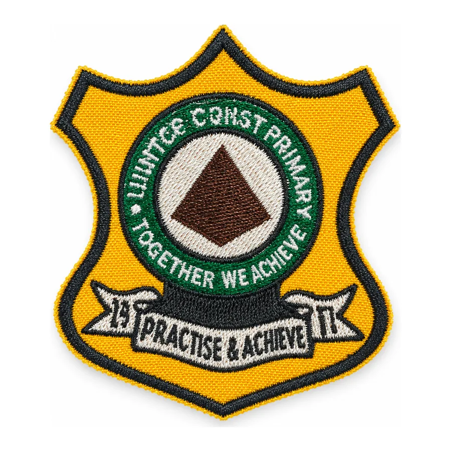 Yellow, green and brown embroidered crest made by J&J United