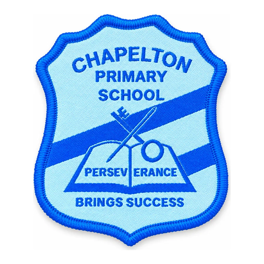 Light blue and white embroidered crest made by J&J United