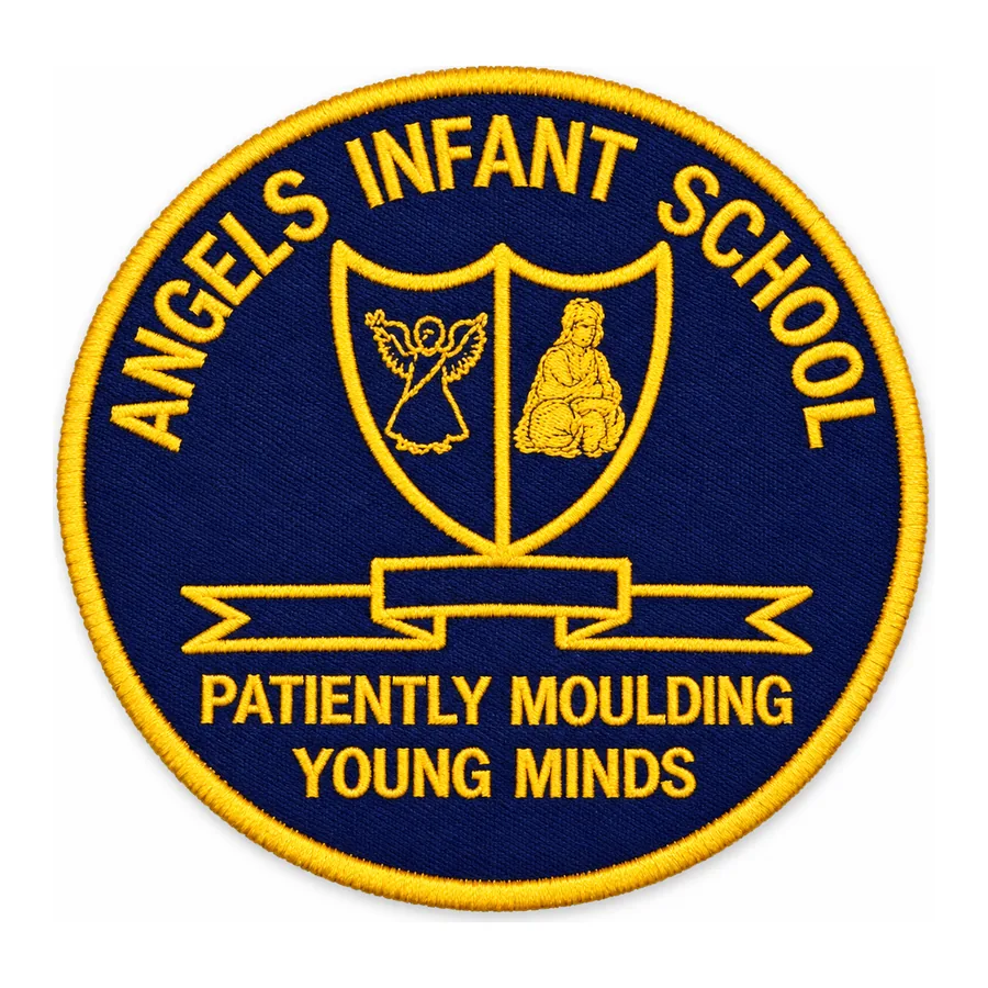 Navy and gold embroidered crest made by J&J United