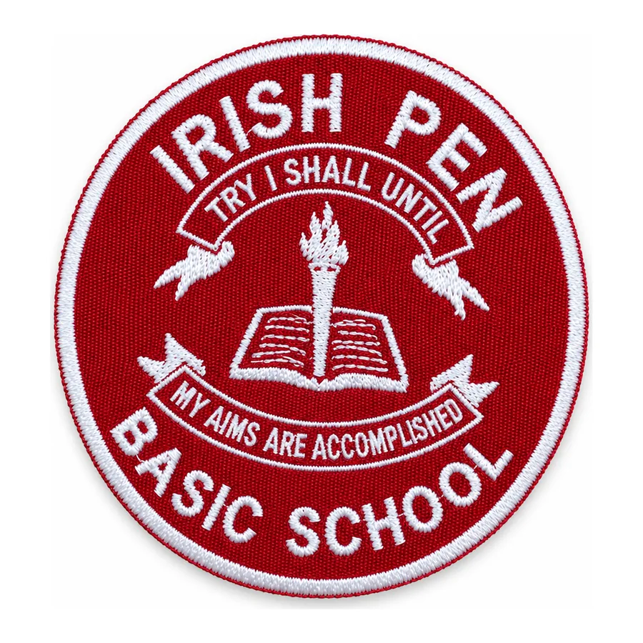 Red and white embroidered crest made by J&J United