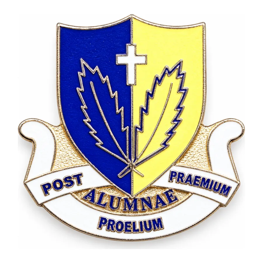 Yellow and blue pin badge made by J&J United