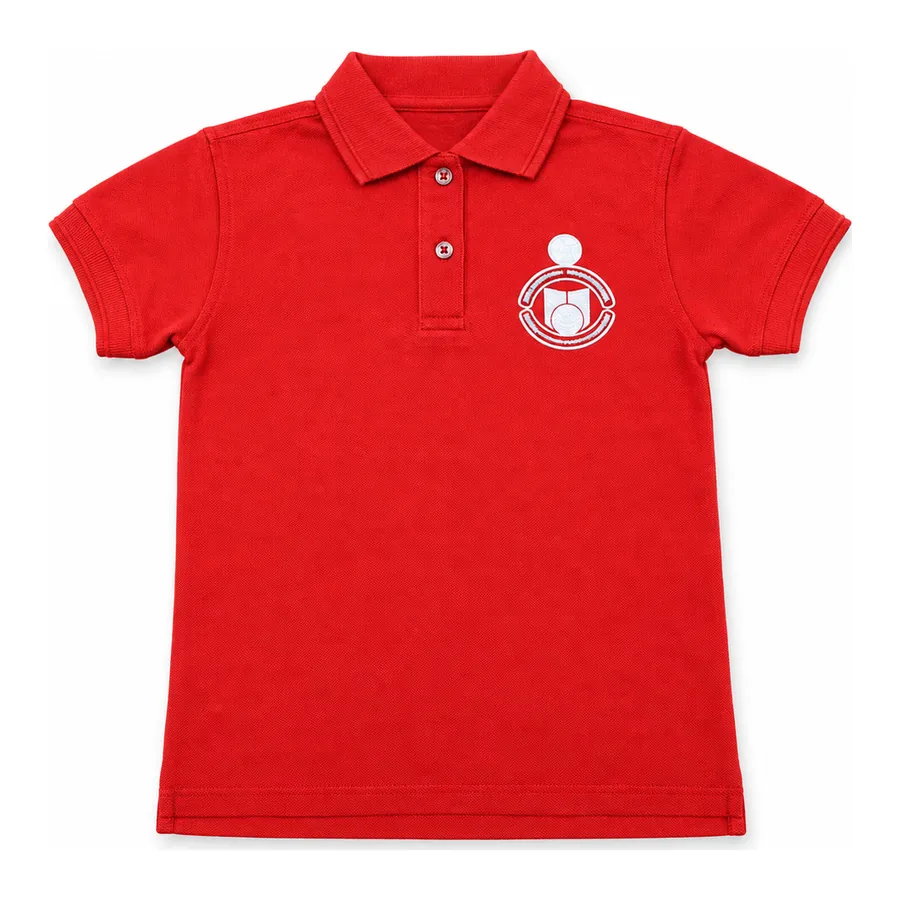 Red polo shirt made by J&J United