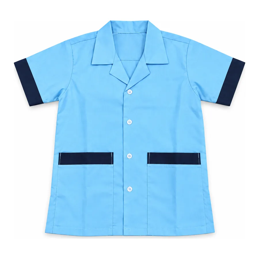 Light blue with navy trim shirt made by J&J United