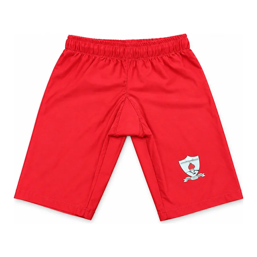 Red PE shorts made by J&J United