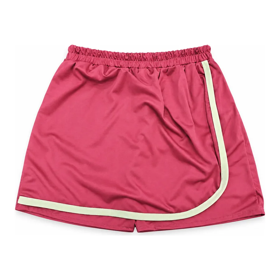 Red with white piping PE shorts made by J&J United