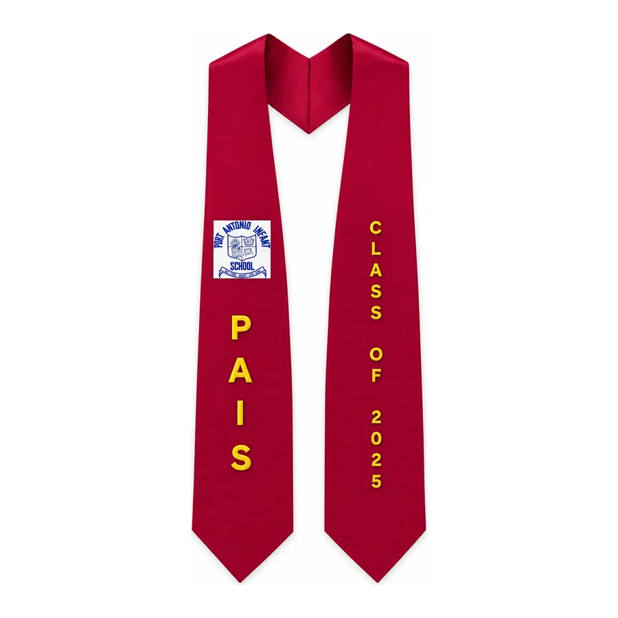 Red graduation stole made by J&J United
