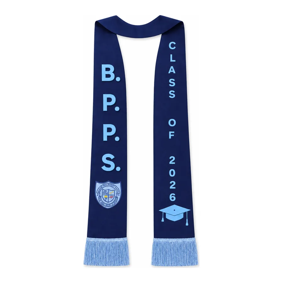 Navy with light blue graduation stole made by J&J United