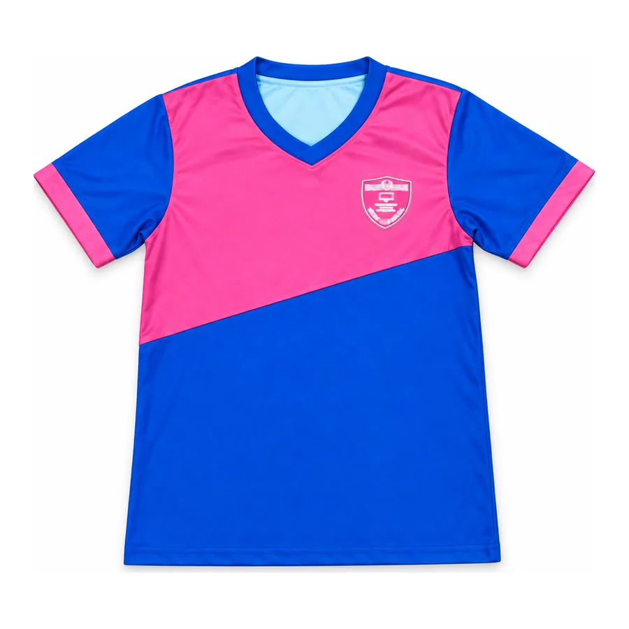Royal blue and pink PE t-shirt made by J&J United