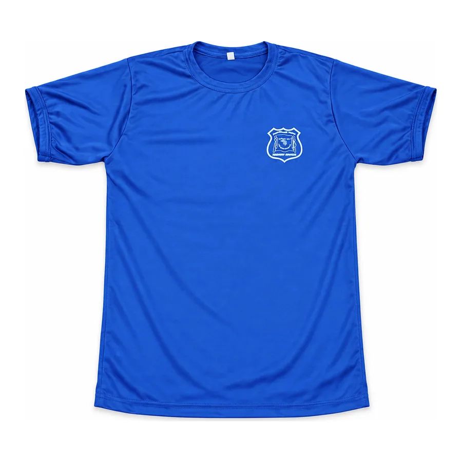 Royal blue PE t-shirt made by J&J United