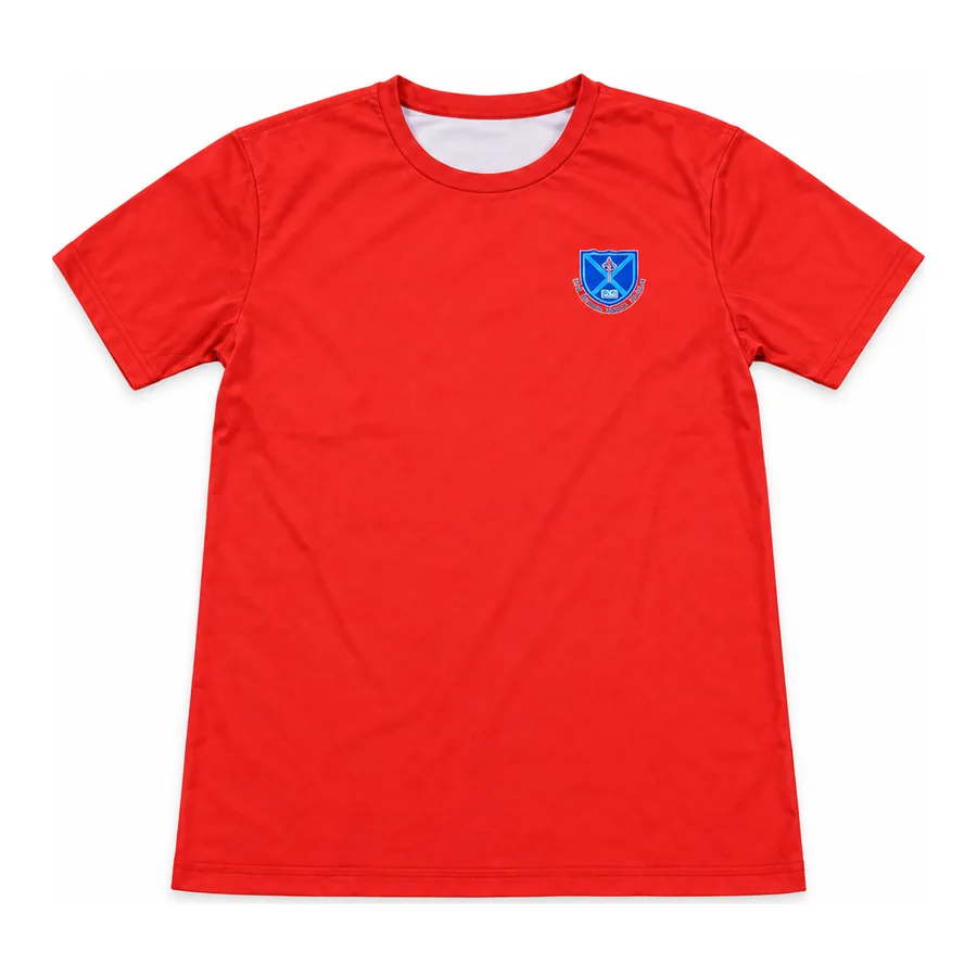 Red PE t-shirt made by J&J United