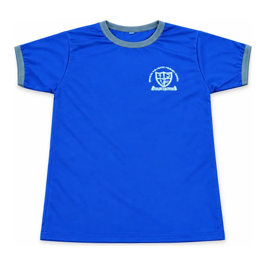 Royal blue PE t-shirt made by J&J United